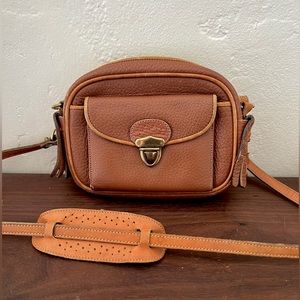 Dooney & Bourke Vintage Kilty Bag crossbody tan leather purse fringe tassel